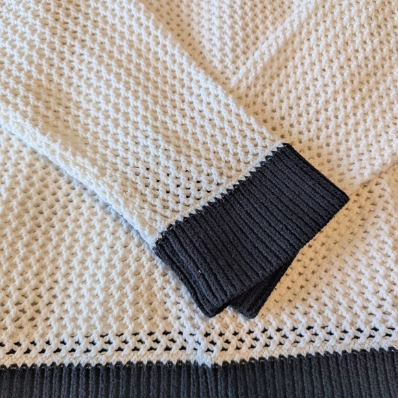 Michael Kors White Open Knit Sweater Navy Trim - Picture 4 of 6